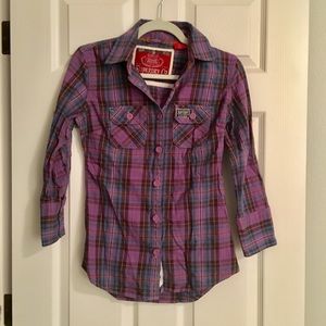 Superdry | Plaid 3/4 Sleeve Button Up